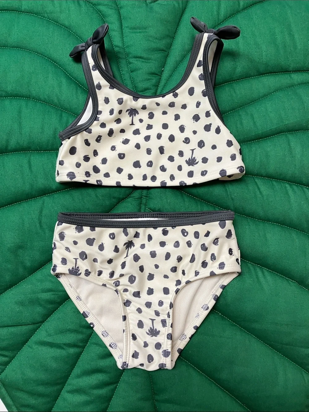 Cat and Jack two piece Hawaii palm tree black and white polka dot swimsuit. 3T